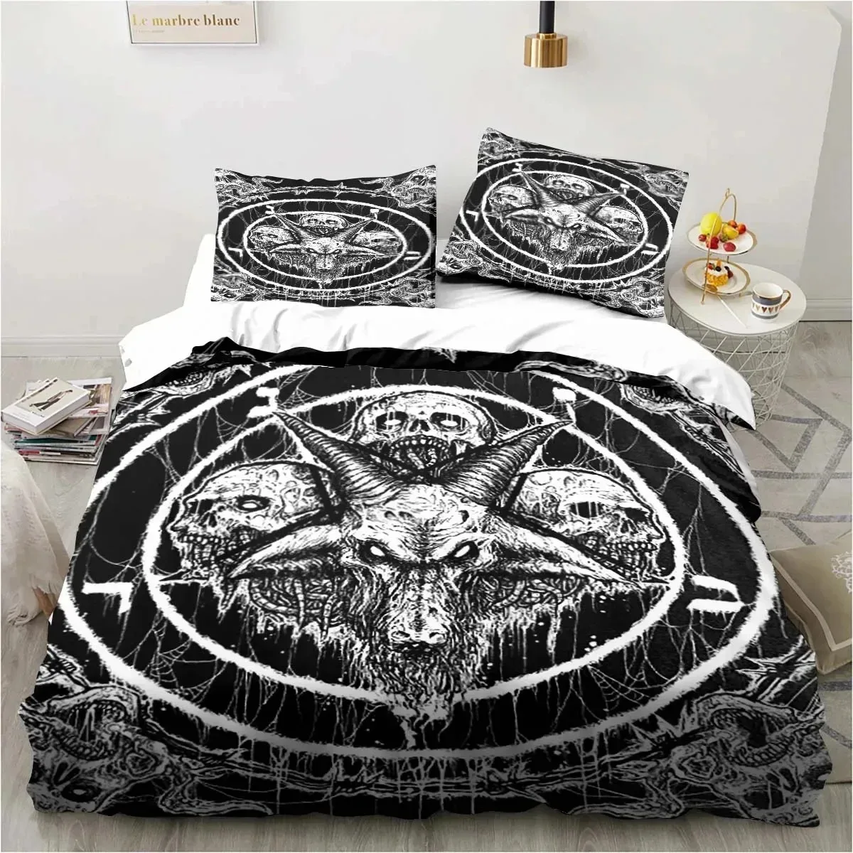 Satanic Satan Devil Bedding Set Boys Girls Twin Queen Size Duvet Cover Pillowcase Bed Boys Adult Fashion Home Textileextile