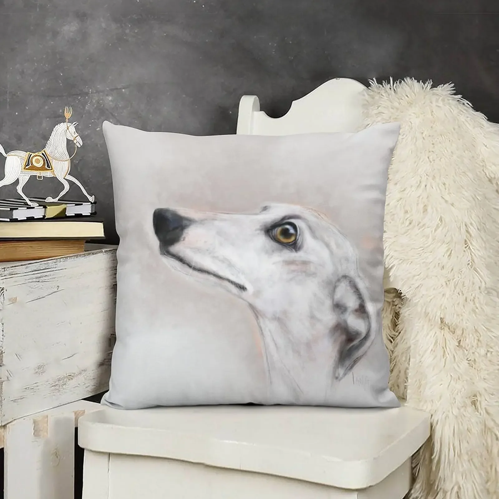 J adore - white Greyhound - Galgo Throw Pillow pillows decor home Christmas Cushion For Home pillow