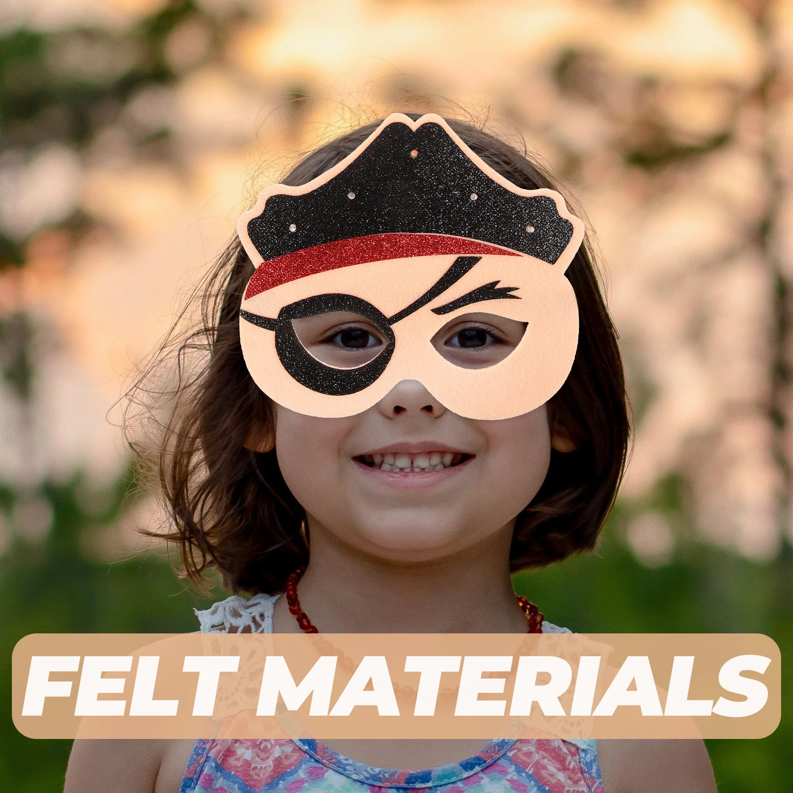 

2Pcs Glow Pirate Mask Light Up Funny Half Face Cartoon Felt Eye Mask for Kids Birthday Halloween Party Supplies