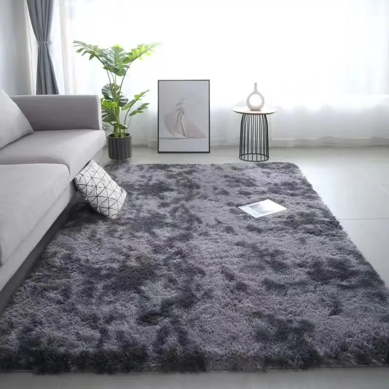 VIKAMA 1PC Silk Wool Rugs Children's Room Living Room Bedroom Tie-Dye Non-Slip Washable Machine Washable Carpet Mats