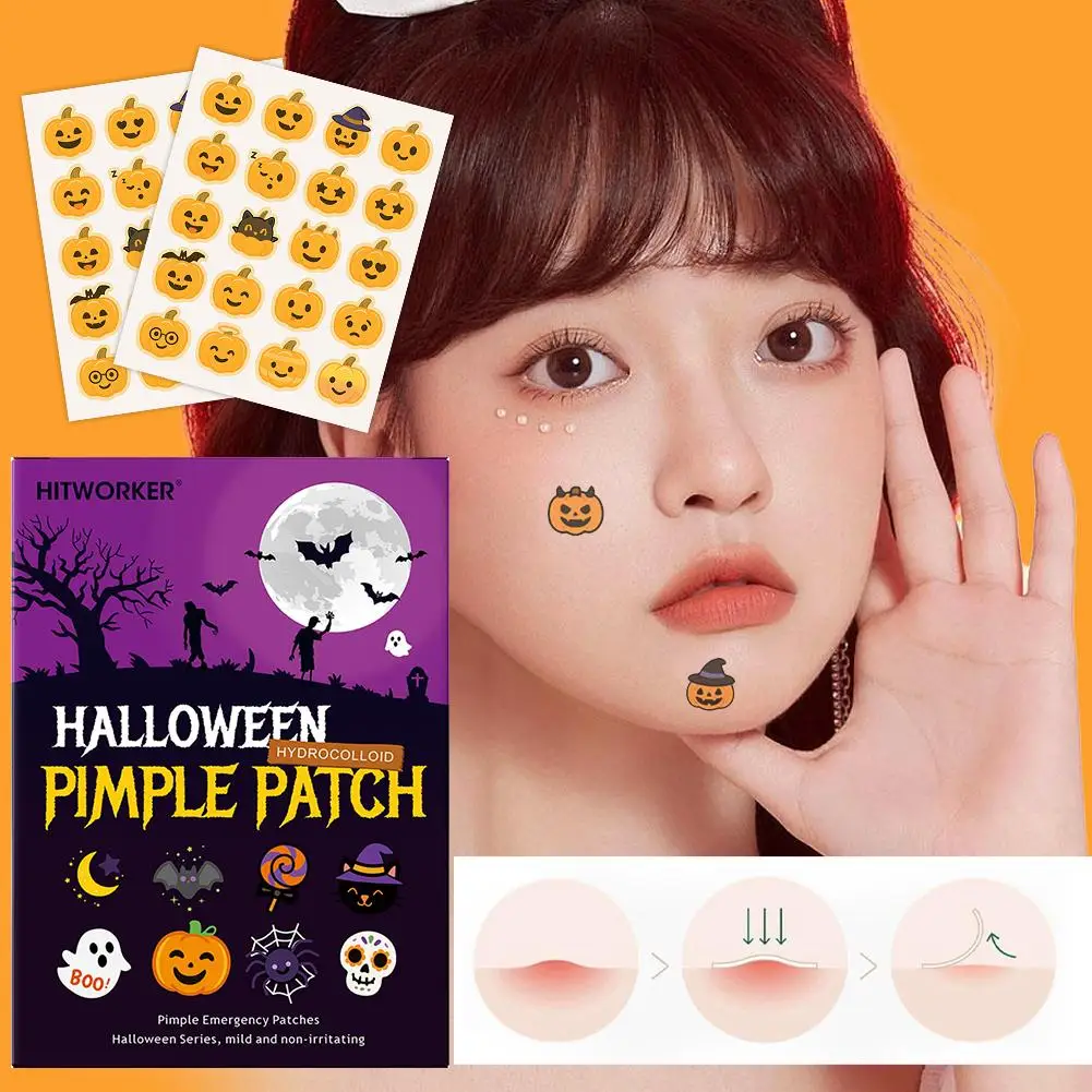 ฮาโลวีนซีรีส์แผ่นแปะสิวระบายอากาศได้ดีกันน้ำฟักทองผีออกแบบสิวแพทช์ปาร์ตี้แต่งหน้าอุปกรณ์เสริมคอนซีลเลอร์แพทช์