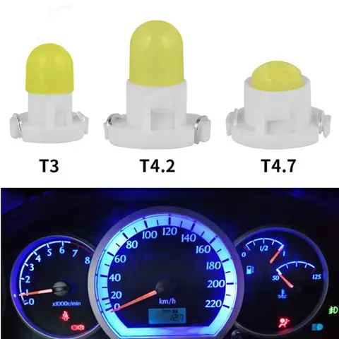 10/5PCS T3 T4.2 T4.7 COB 자동차 LED 계기판 조명 대시 보드 표시기 중앙 제어 램프 웨지 라이트 12V 흰색 빨간색