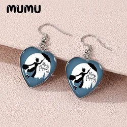 2024 New Mary Poppins Dangle Earring Heart Shaped Earrings Handmade Glass Dome Jewelry Gifts Fans