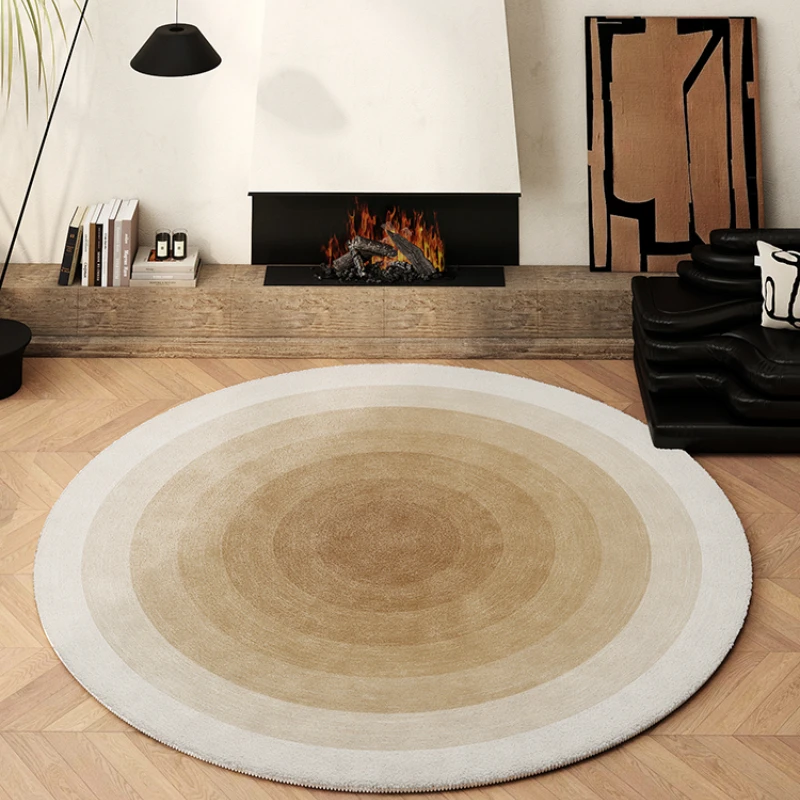 Gradient Color Round Rug Modern Minimalist Carpets for Living Room Cream Style Bedroom Decor Plush Carpet Fluffy Soft Thick Mat