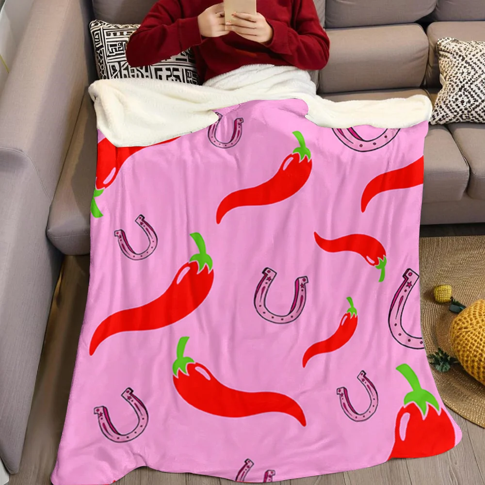 Red Chili Peppers Flannel Blanket Warm Soft Halloween Christmas All-Season Couch Decorative Cozy Warm Gift