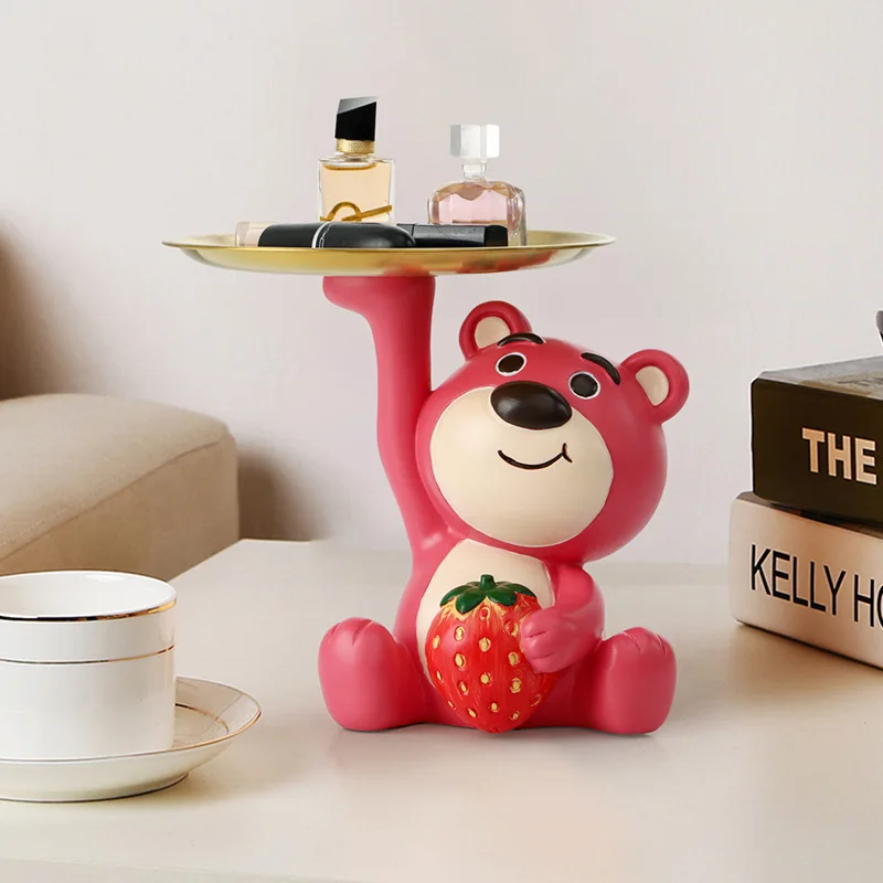 Geometric bear statue with tray storage, ceramic plating piggy bank, key, cosmetic storage box, bookshelf statue decoration.