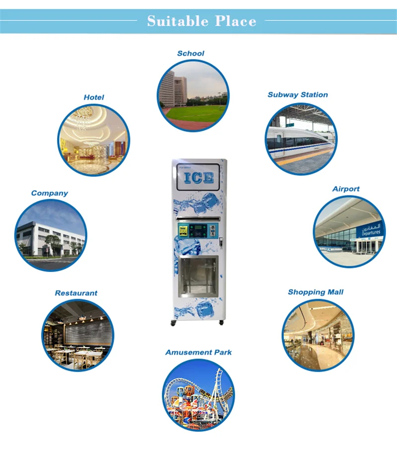Outdoor Ice Vending Machine With Auto Bagging Ice Cube Maker Custom Vending Machine Touch Screen Kiosk