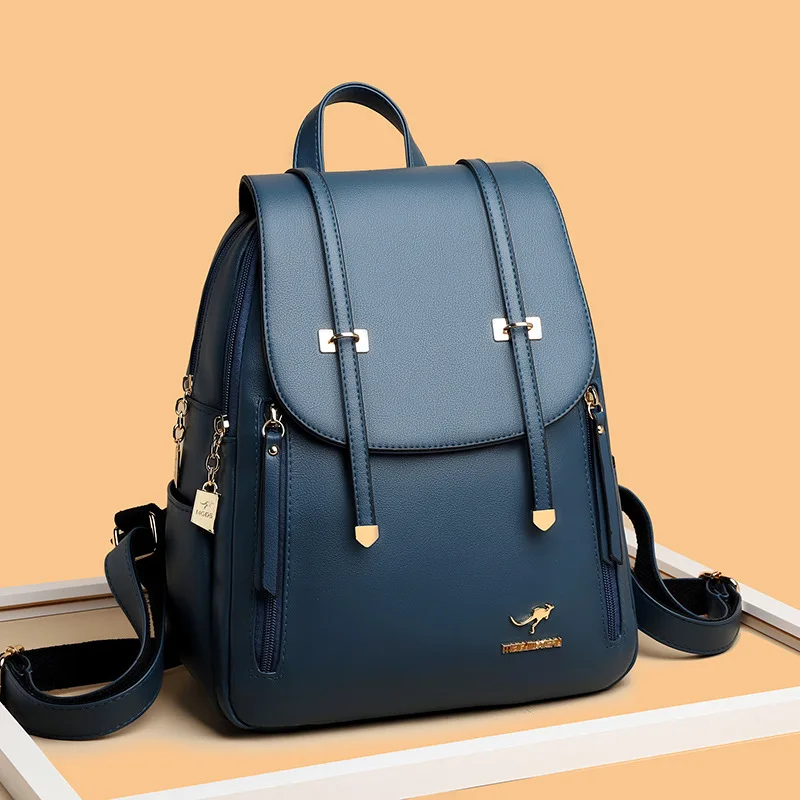 2024 Autumn New Fashion Soft Leather Large Capacity Schoolbag Shoulder Backpack for Women Travel Bag One Piece Replacement