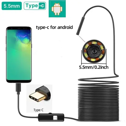 Industrial Endoscope Piping  Endoscopy Type C Flexible Snake mini Camera Automotive Borescope for Android