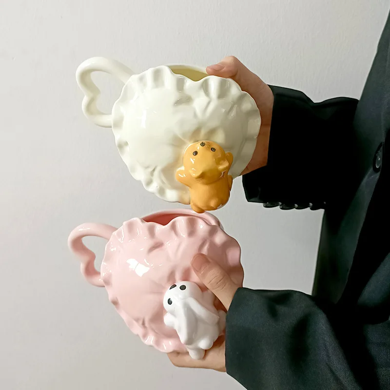 YFY ceramic mug three-dimensional cute girl heart water cup couple coffee cup
