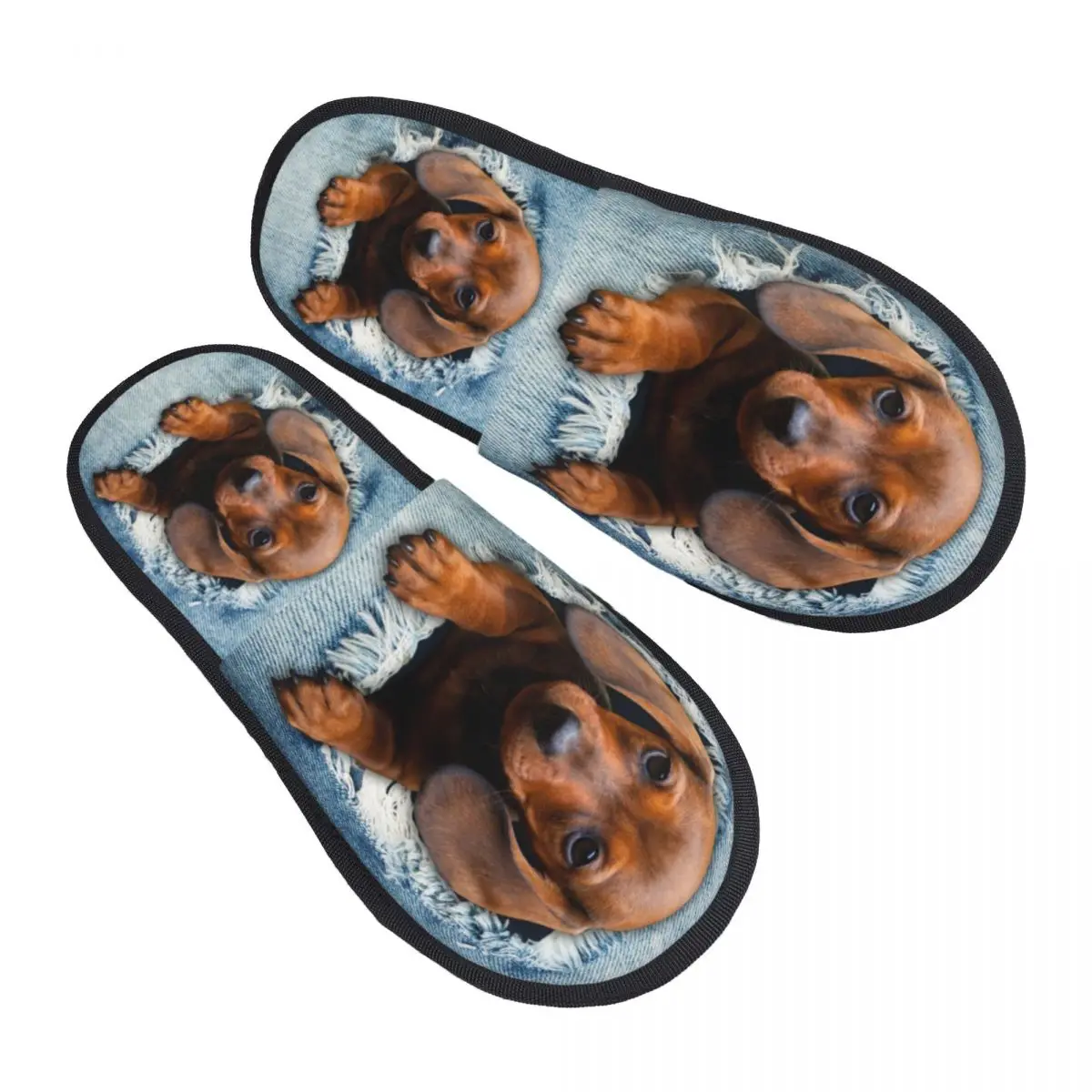 

Изготовленные на заказ джинсы с надписью «такса», удобные тапочки из пены с эффектом памяти, женская обувь для дома