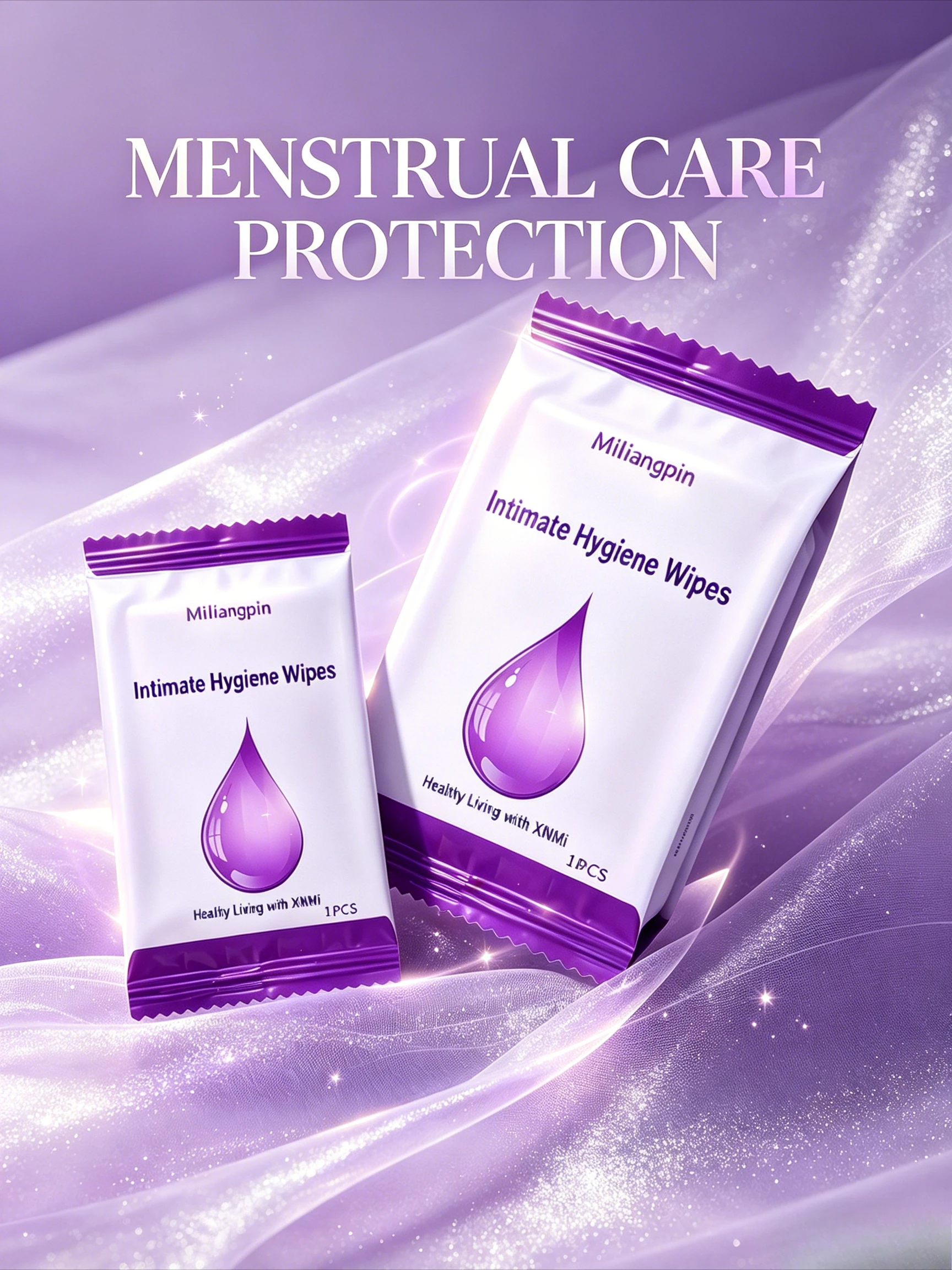 Portable independent single-pack feminine intimate wipes; sports; period cleaning and soothing; daily intimate care essentials