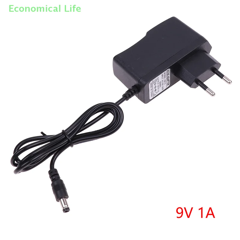 AC DC 9V 1A 1000ma Power Adapter Supply EU Plug Reverse Polarity Charger Adaptor AC 100V-240V Converter Negative Inside Switch