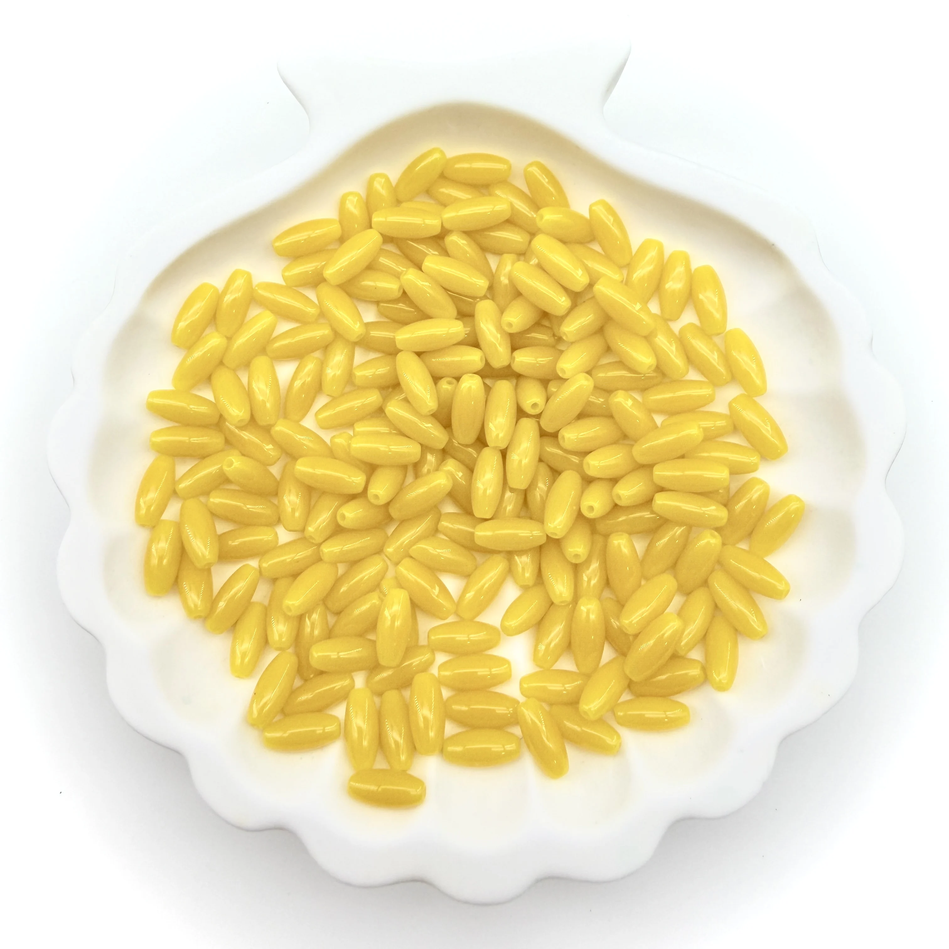100-800pcs 4x9mm Solid Lemon Yellow Olive Glass Beads Glossy Smooth Loose Beads For Diy Bracelet Earrings Jewelry Parts