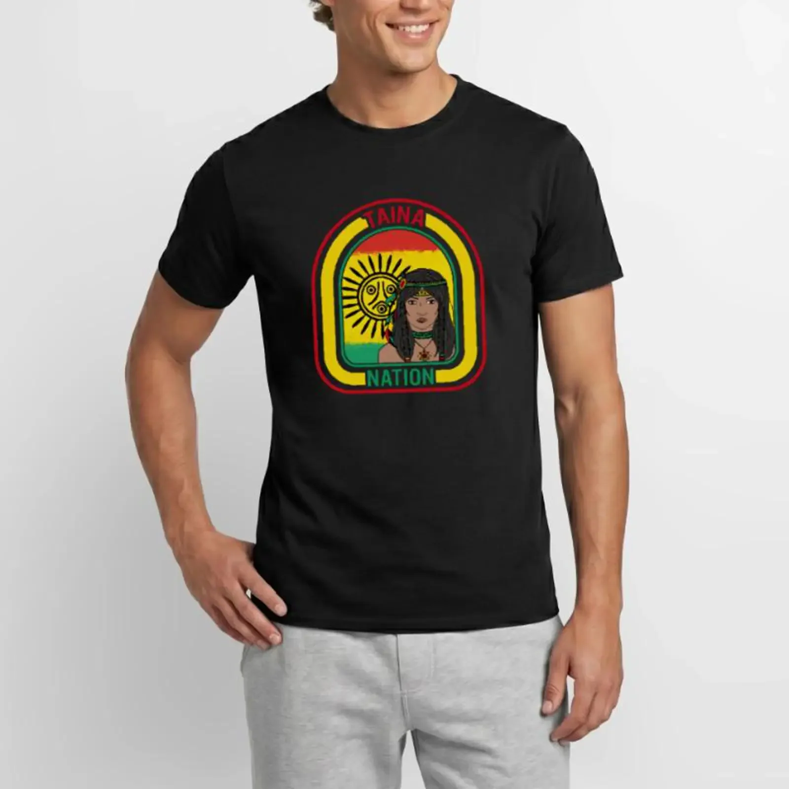 Camiseta con símbolo del sol Taino de la nación Taina, camiseta vintage para hombre, estilo vintage, lavada, versátil, para uso diario, ropa de calle, informal, suave