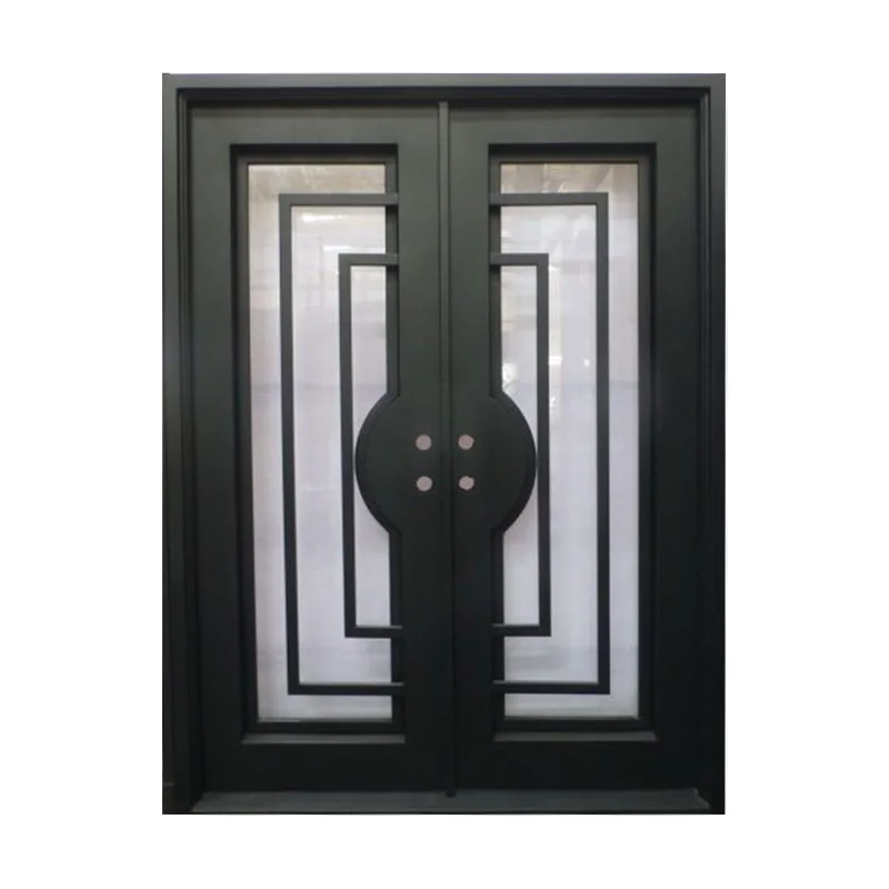 

Customization Customized New Product Double Wrought Iron Security Doors Front Entry Door Modern Iron Door Design