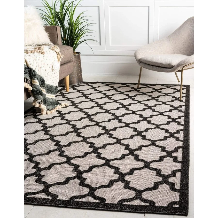 

Уникальный коврик Loom Outdoor Trellis Collection — Прямоугольник Tulsa (7 футов 1 x 10 футов, черный/цвет слоновой кости)
