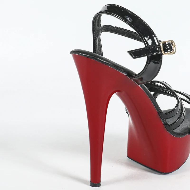 2025 Summer Sandals Woman Cross Srtap Buckle Pumps 15cm Stiletto High Heels Sexy Nightclub Party Stripper Shoes Zapatos de Mujer