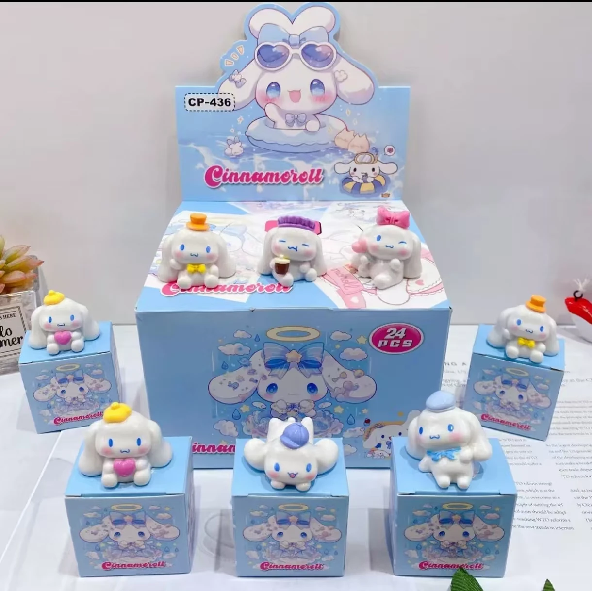 

Cinnamoroll Blind Box 24Pcs Cute Resin Figures Kawaii Desk Decor Anime Collectible Toys Mystery Box Gift for Fans Car Ornament