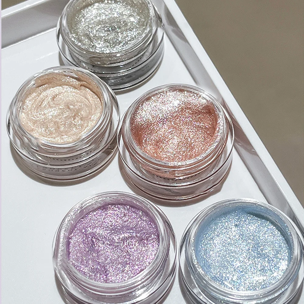 Glitter Shimmer Eyeshadow Monochrome Highlighter Metallic Shiny Mashed Potato Texture Pink Purple Sliver Eyeshadow Korean Makeup