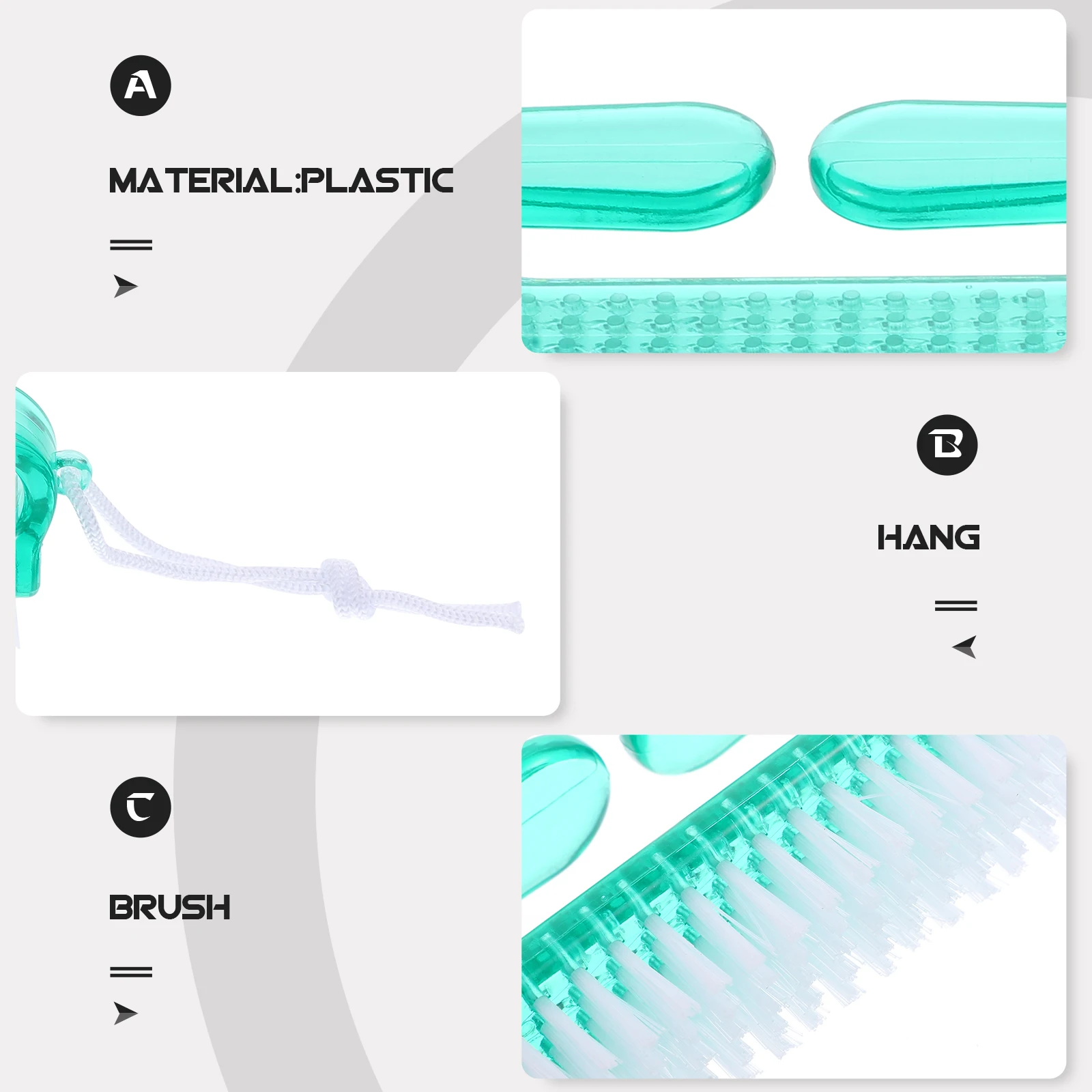 

4 Pcs Brush Plastic H Green Manicure Tools Horn Care Cleaning Polishing Dust Nail Cleaner Fingernail Toenail Under Nail