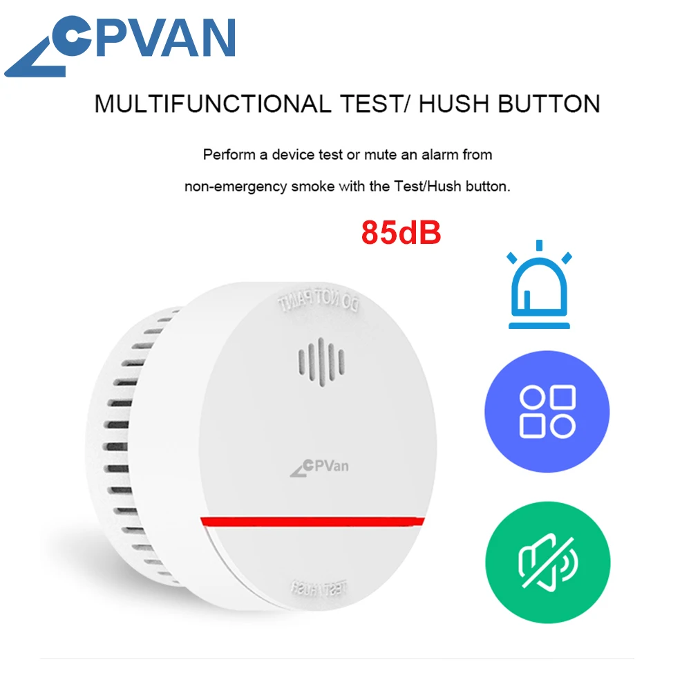 CPVAN Rookmelder Alarm Wandmontage Rookwaarschuwing Home Security Brandveiligheidsuitrusting 85dB Geluid Rooksensor (geen batterij)