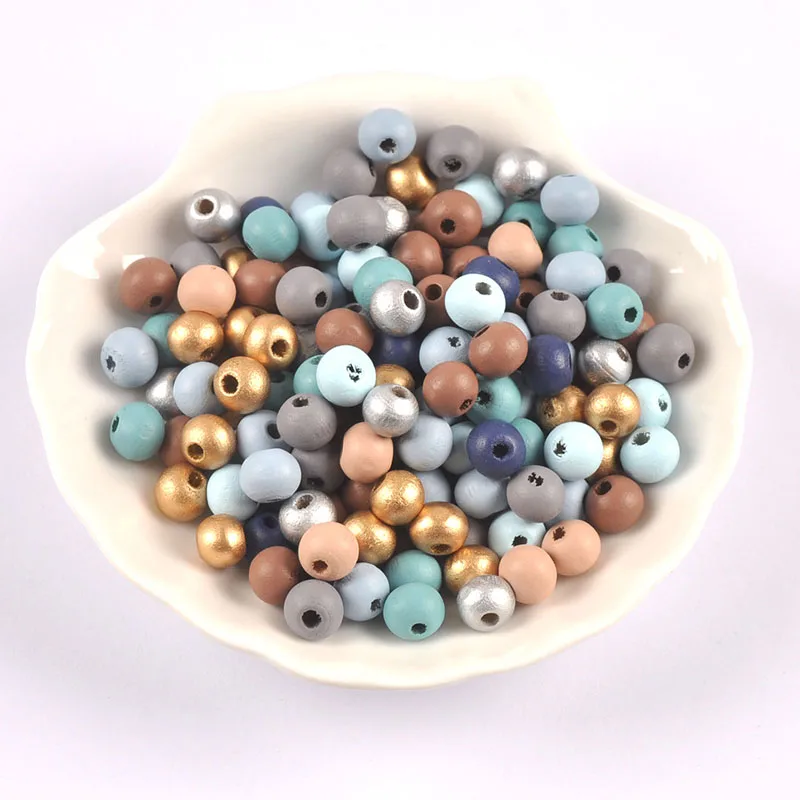 6/8/10mm 400-100pcs Ocean color Wooden Ball Beads,Round Spacer Beads for Party layout and Jewelry Making cp3634