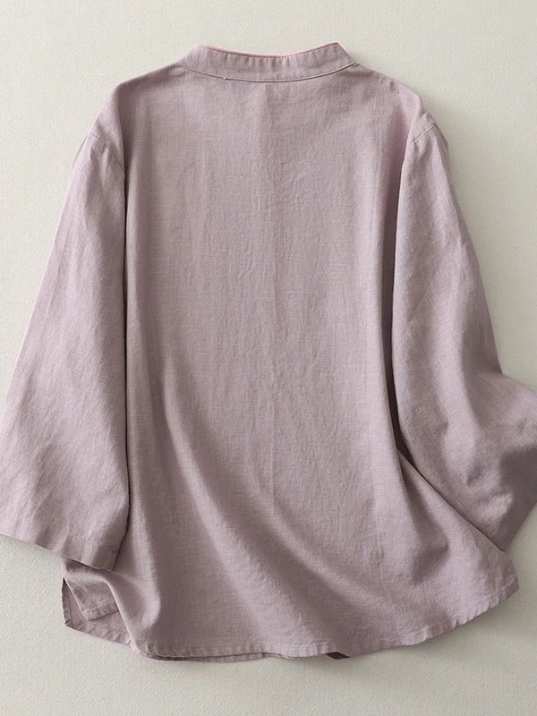 

Artistic Retro Button-Up Cotton Linen Women's irt Loose Fit Traditional Chinese Sle Spring Autumn New Arrival