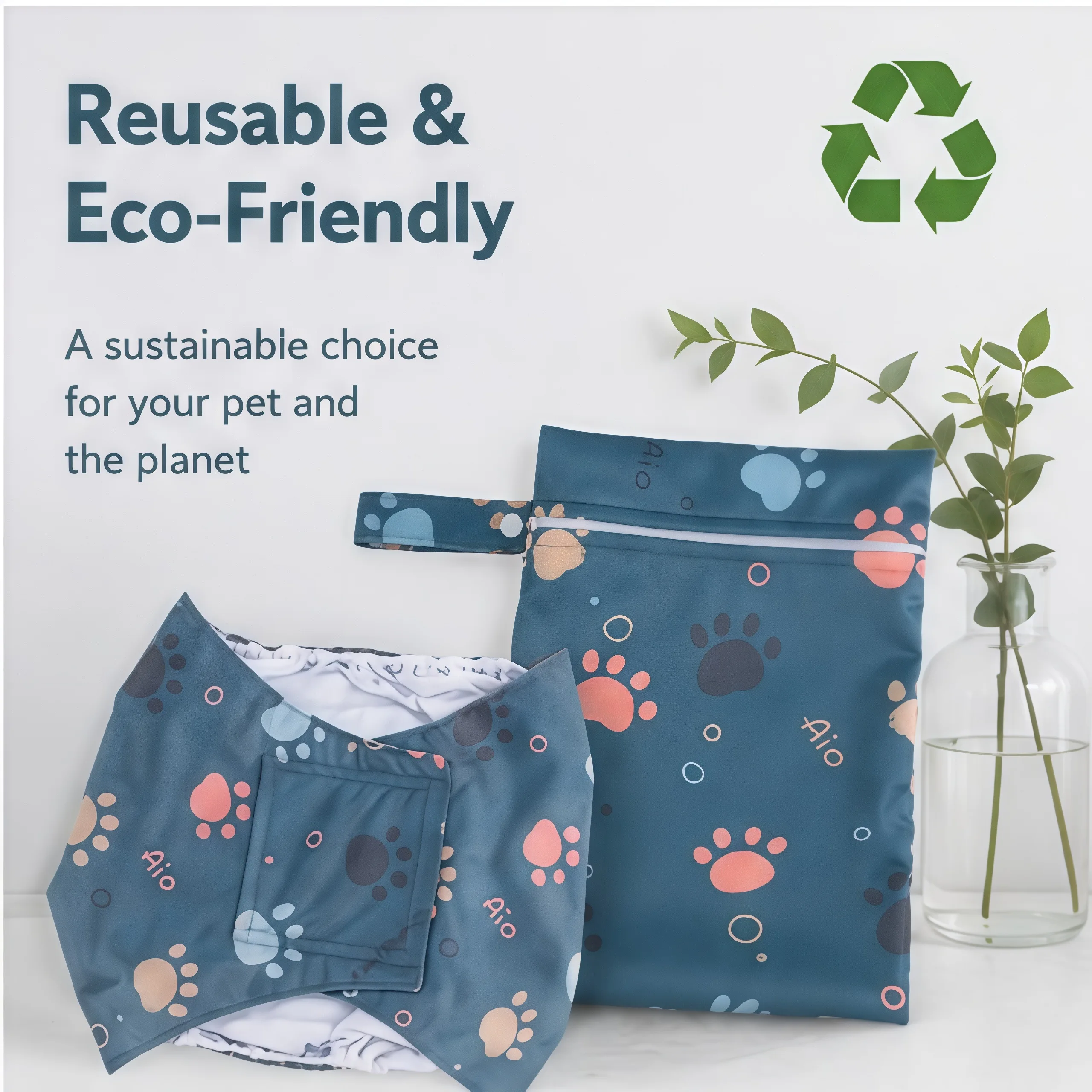 Reusable Belly Band for Male Dogs With 1 Bag ,Washable Pet Dog Diapers Physiological Pants Breathable Puppy Nappies