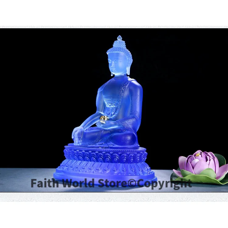 wholesale buddha HOME efficacious Talisman Protection # Retro Tibetan Medicine Guru Buddha Colored Glaze crystal Buddha statue