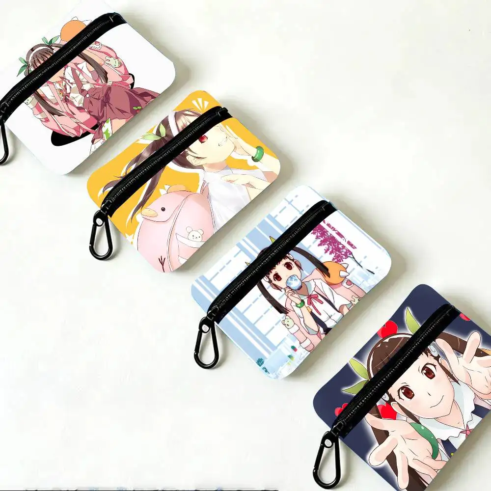 Mayoi Hachikuji Anime Oxford Fabric Wallet With Zipper Hanging Multifunctional Bag For Credit Cards Keys Coins