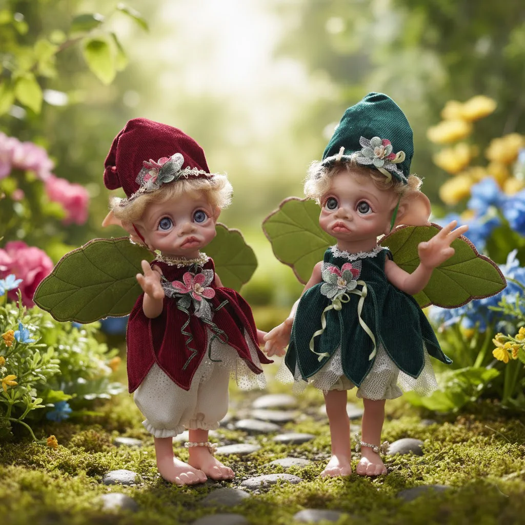 

2pcs Cloveray 16 inch New Full Body Vinyl Elf Doll Fairy Vinyl Doll Detachable Clothes With Wings Handmade Original Artwork Gift