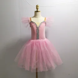 Falda de tutú de Ballet rosa, trajes de baile para adultos, falda de baile profesional, vestido largo para niños