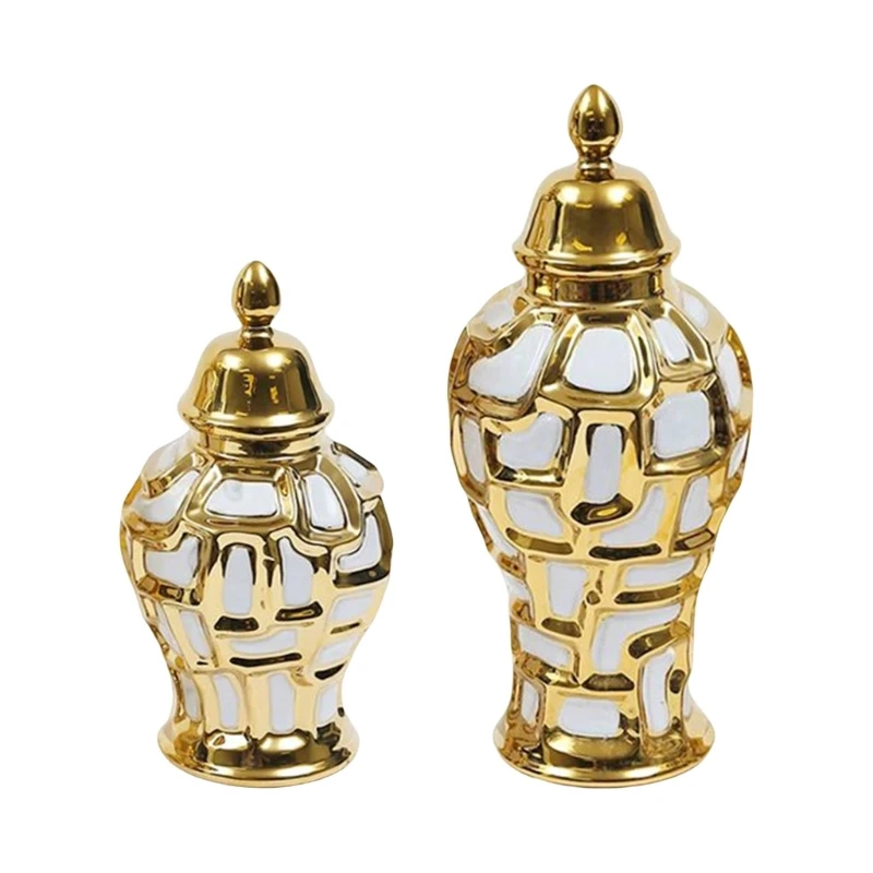 

Storage Jar Vase with Lid Ceramic Flower Vase Domed Lid Cosmetic Container T21C