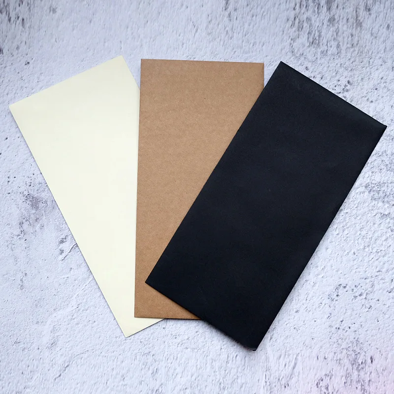 10pcs blank A4 letter paper storage western style triangle cowhide envelope custom made black envelope 3 colors accept custom