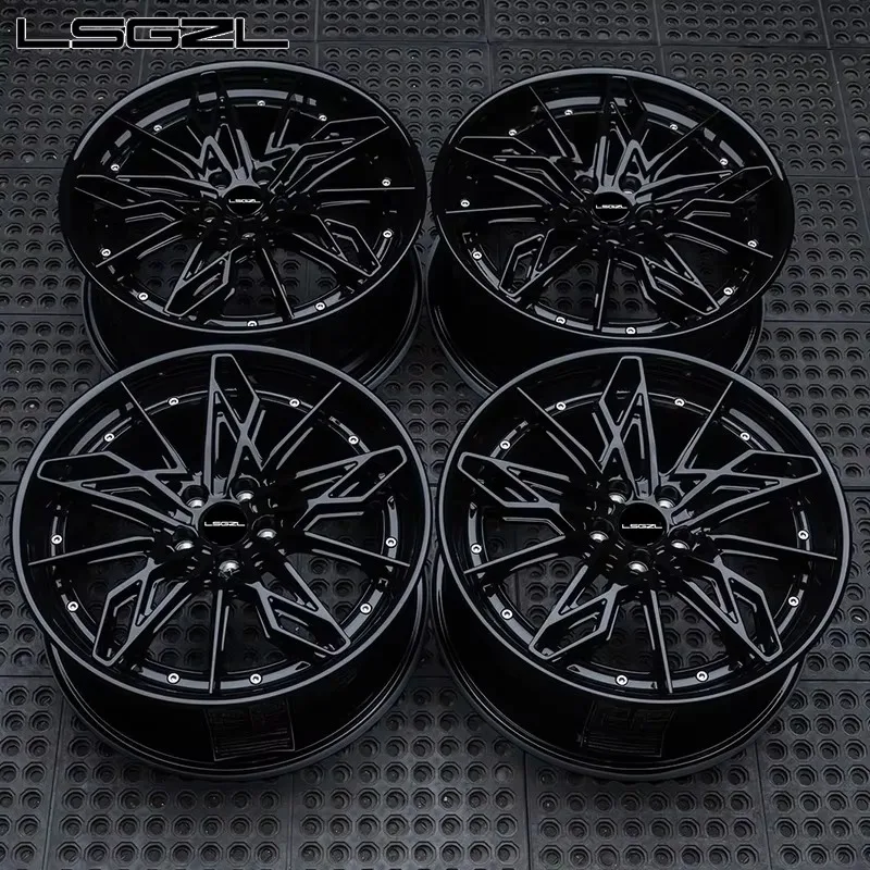 High-end customized deep concave forged alloy wheel hub, multi-inch single-piece sport rims, 5×3 PCD, gold polished finish