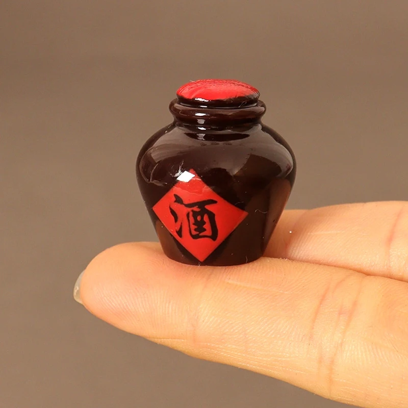 1Set 1:12 Dollhouse Miniature Wine Jar Retro Chinese Wine Jar Wine Cup Model Kitchen Decor Toy Doll House Accessories