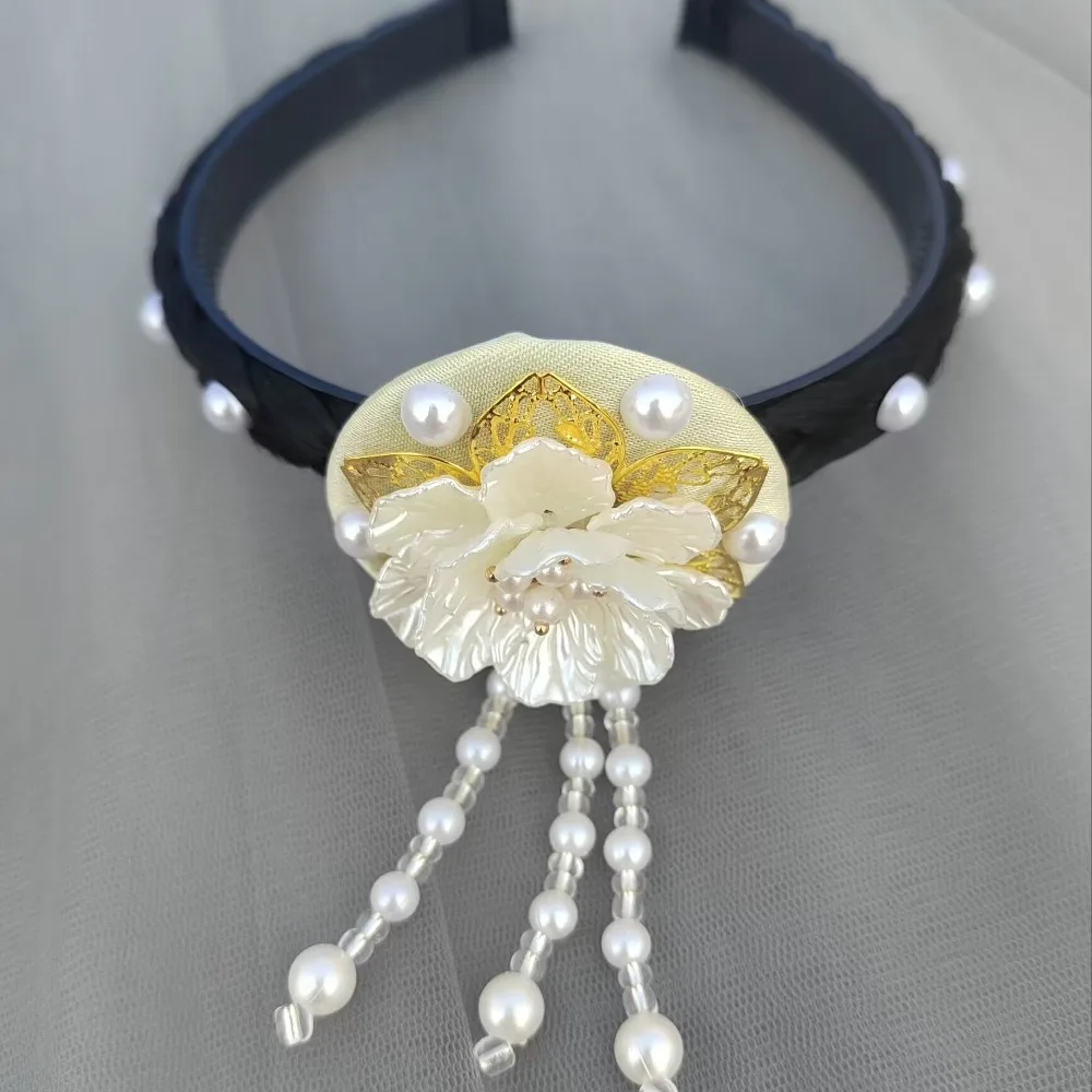 

Fashion Flower Korean Headband Tassel Beaded Hanbok Hairband Pearl Ethnic Style Stage Dance Hair Hoop Children