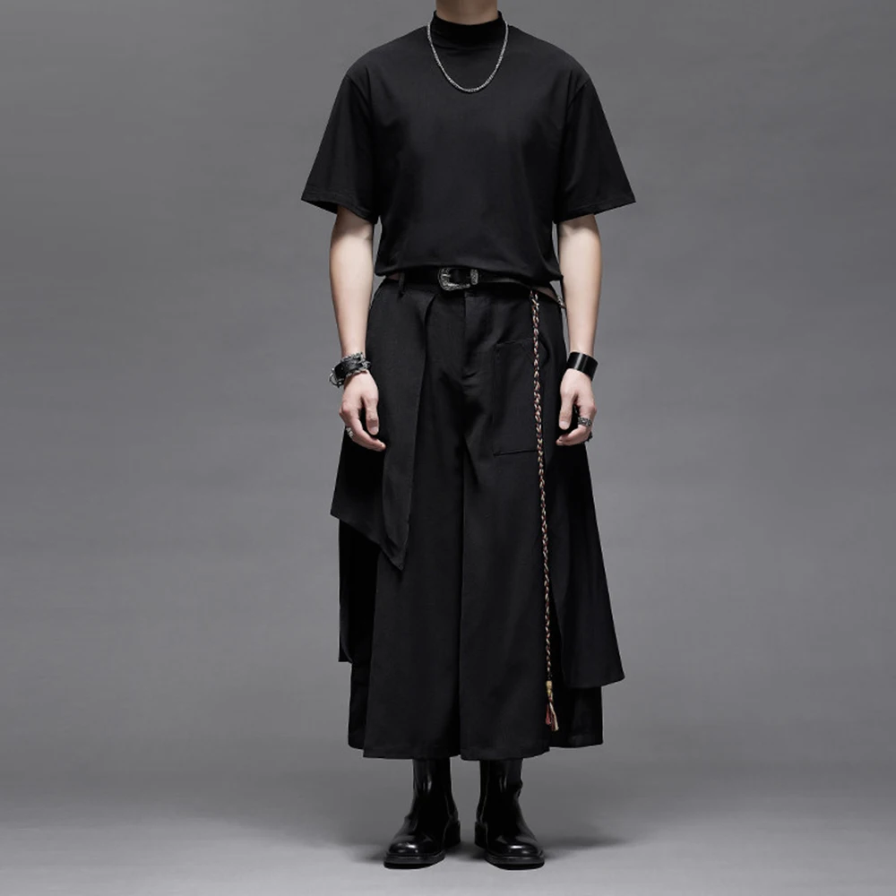 

Dark Gothic Japanese Y2k Plain Skirt Pants Genderless Streetwear Fashion Youth Outdoor Niche Casual Samurai Pants Unisex 2026y2k