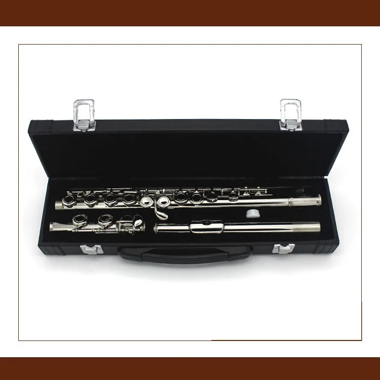 Wholesale 16 hole E key C tune tail nickel plated silver instrument students to learn to test professional general flute