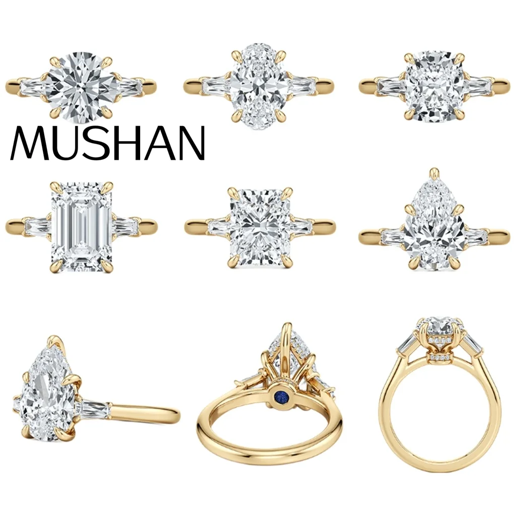 MUSHAN Custom Jewelry 925 Sterling Silver Ring Moissanite D Color VVS Luxury Simulated Glamorous Rings Diamond Accessories