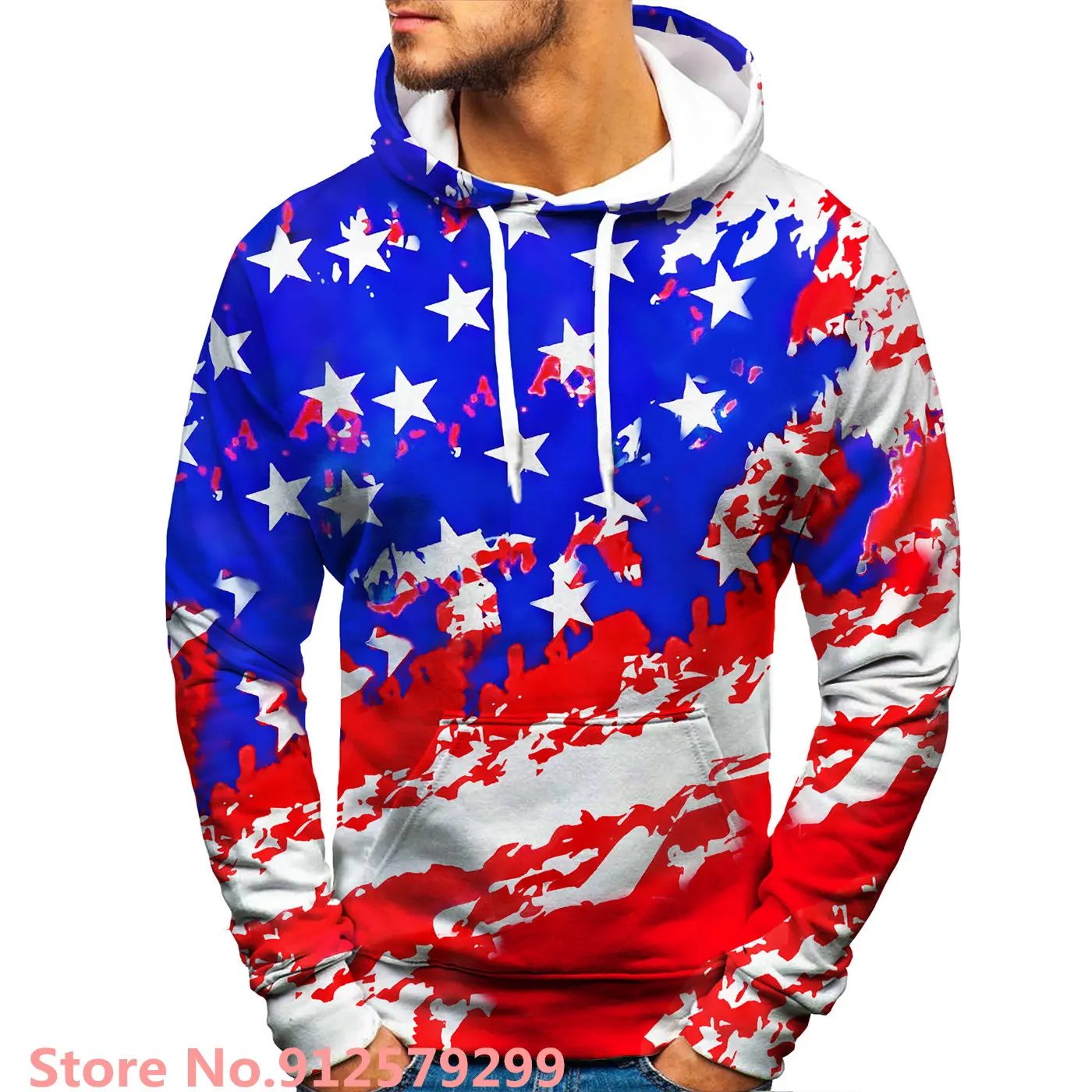 

Flag of the United States Hoodies Fashion 3D Printed Sweatshirts American Flag Harajuku Hip Hop Hoodie Casual Pullover