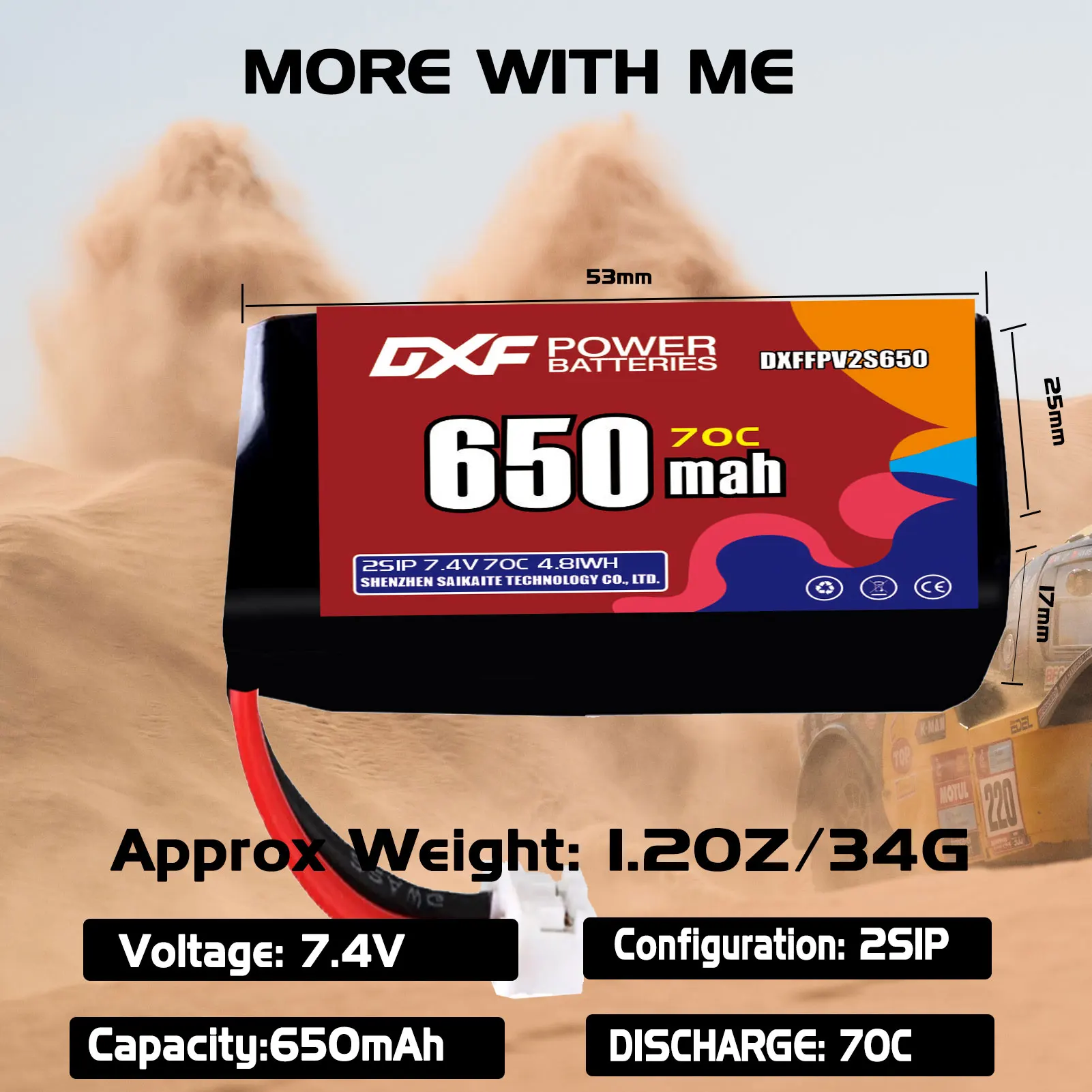 Batteria DXF Lipo 2S 7.4V 650mAh 550mAh 7.6V 350mAh 70C con spina XT30 XT60 JST per FPV Elicottero Aereo Quadcopter Drone