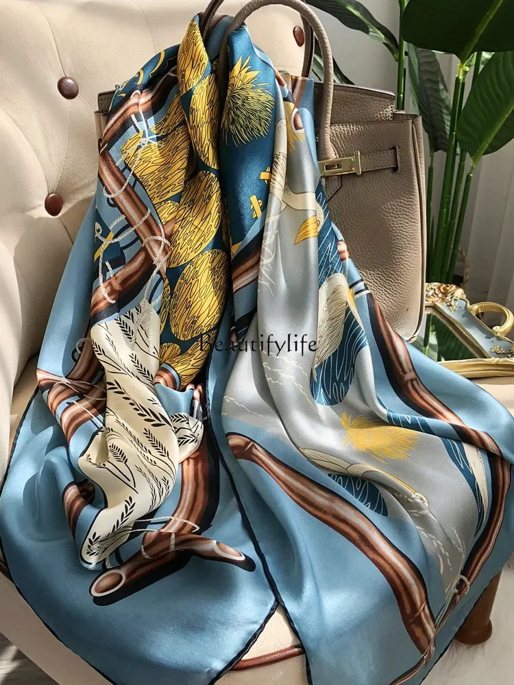 Silk high-end silk women's spring and autumn versatile large square scarf mulberry silk scarf shawl