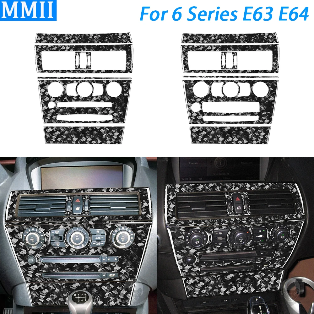 

For BMW 6 Series E63 E64 M6 2004-2010 Forged Carbon Fiber Central CD Radio AC Control Panel Set Trim Cover Car Interior Sticker