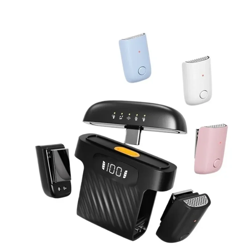 mini wireless microphone with one to two charging compartment live broadcast noise reduction magnetic collar microphone