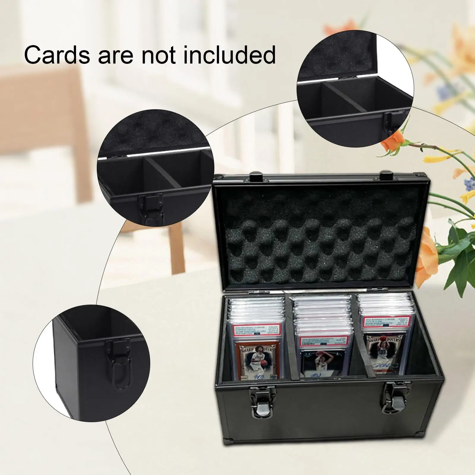 

Card Storage Box with Sponge with Dividers Sturdy Holder for Game Cards