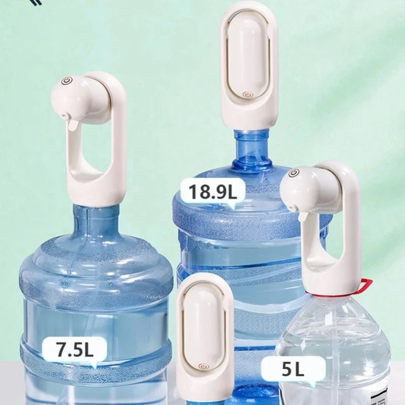 Collapsible Water Pump Foldable Bottle Dispenser Universal USB Charging Safe For Outdoor Camping Milky With Charging Cable