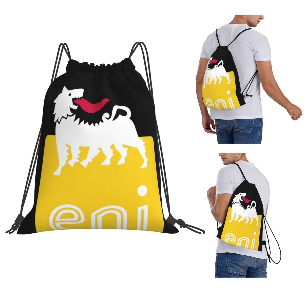 

Agips Eni Racing Car Oil Backpacks Fashion Drawstring Bags Sports Bag Book Bags for Travel Students