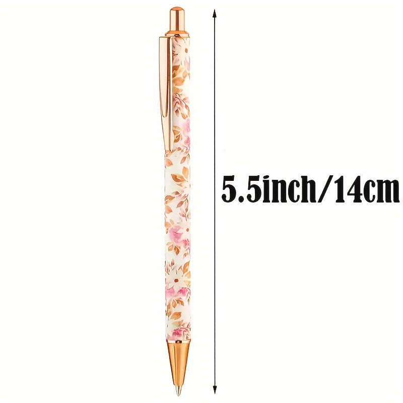 24/12/6pcs Flower Art Pens, Flower Ballpoint Pens, Metal Extendable Bullet Shaped 1.0 Black Ink Pens Diary Gifts, School Offices